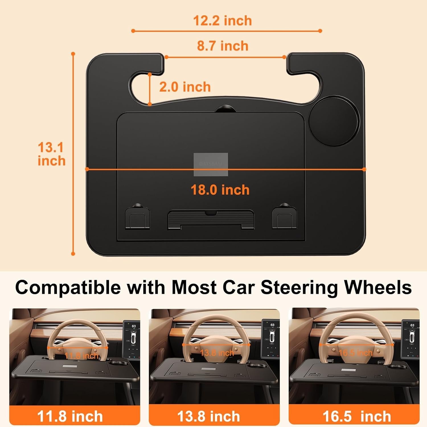 Car Steering Wheel Laptop Tray Adjustable Travel Desk Food Drink Holder