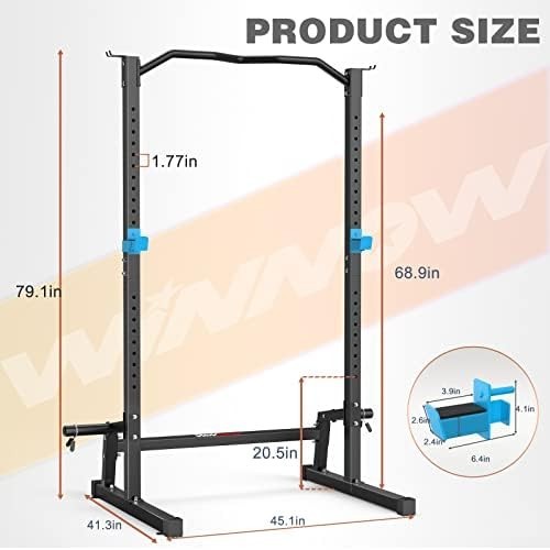 Heavy Duty Power Cage Squat Rack Pull Up Bar Home Gym Black