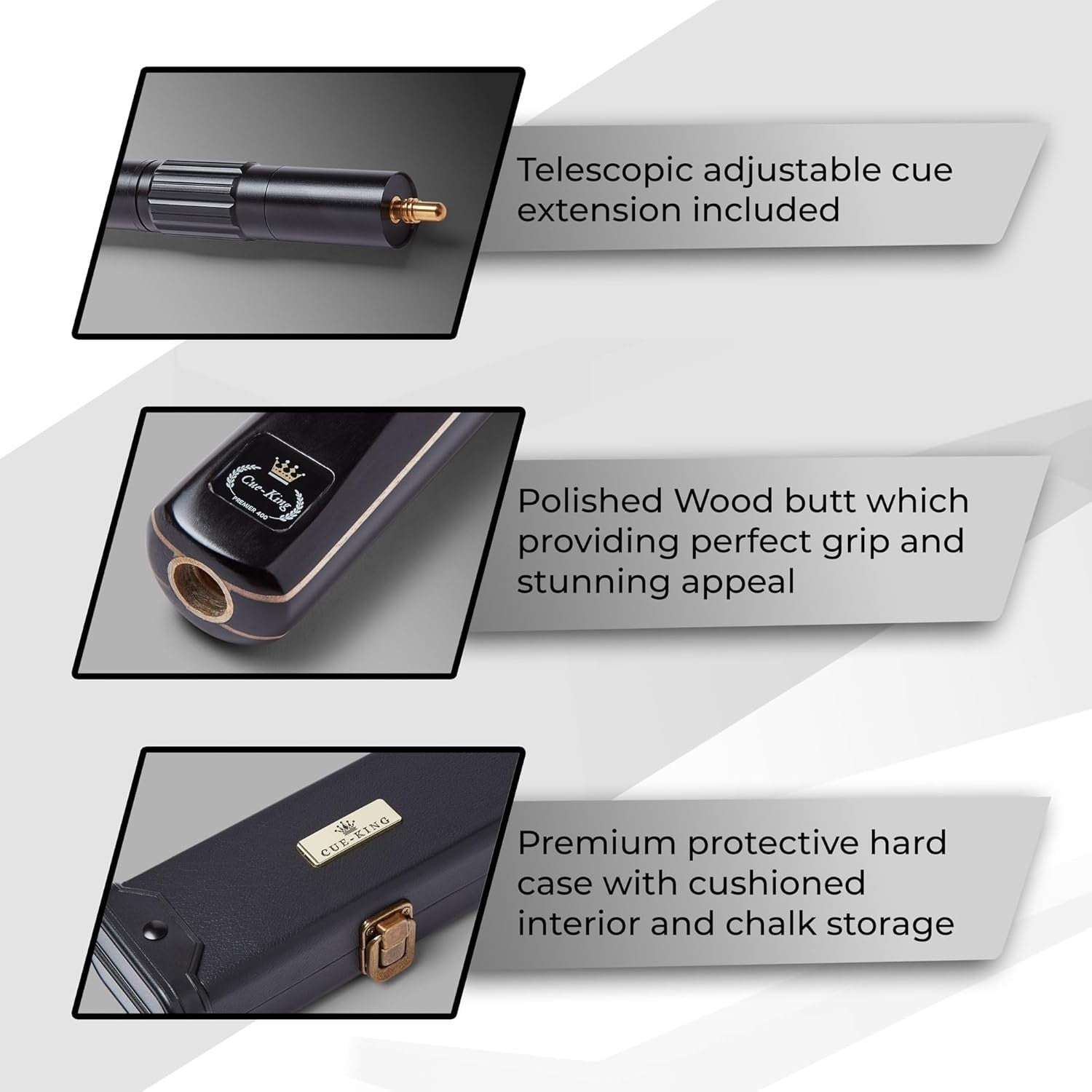 Handmade 57in Snooker Pool Cue 19oz 3/4 Joint 9.5mm Tip Case