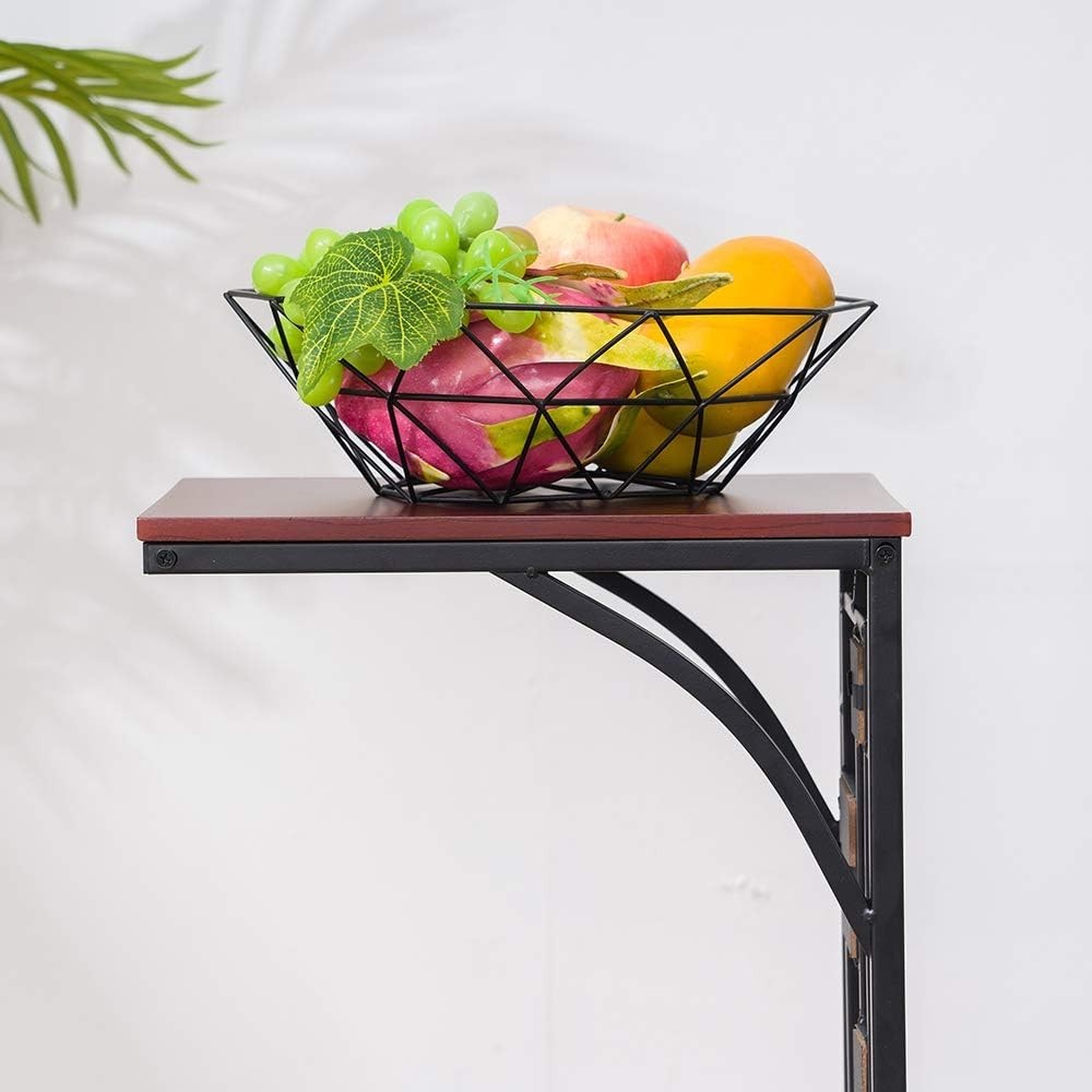 C-Shaped Sofa End Table with Storage Shelf Small Space Side Desk 30x21x51cm