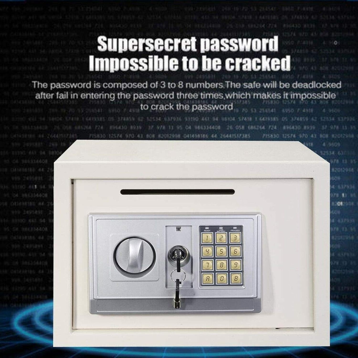 16L Digital Safe Box Electronic Keypad Cash Jewelry Security White