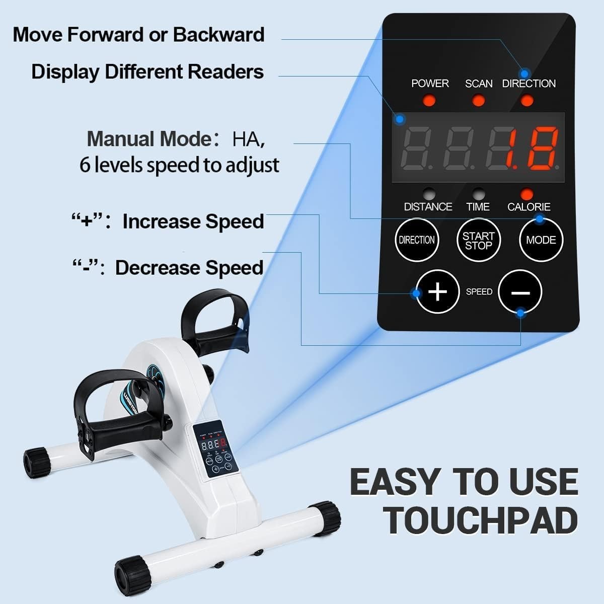 Electric Pedal Exerciser Under Desk Bike Motorized Legs Arms LCD