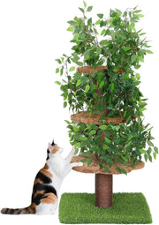 150cm Cat Tree Tower Scratching Post With Simulated Ficus Leaves Indoor