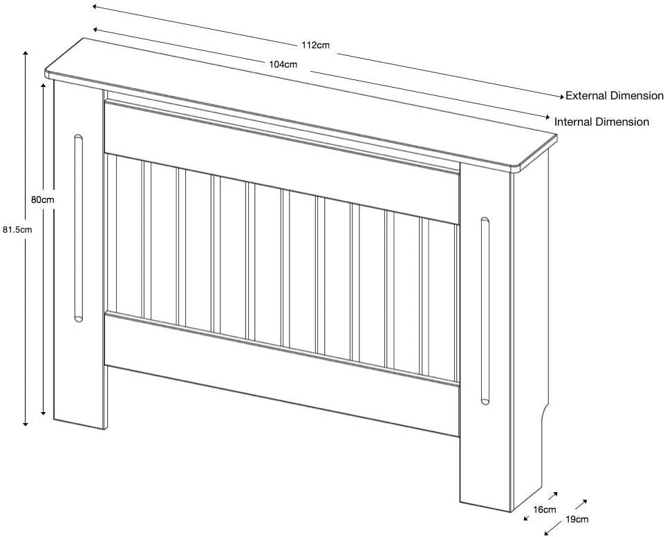 Modern High Gloss White Radiator Cover Cabinet Medium 81.5x112cm