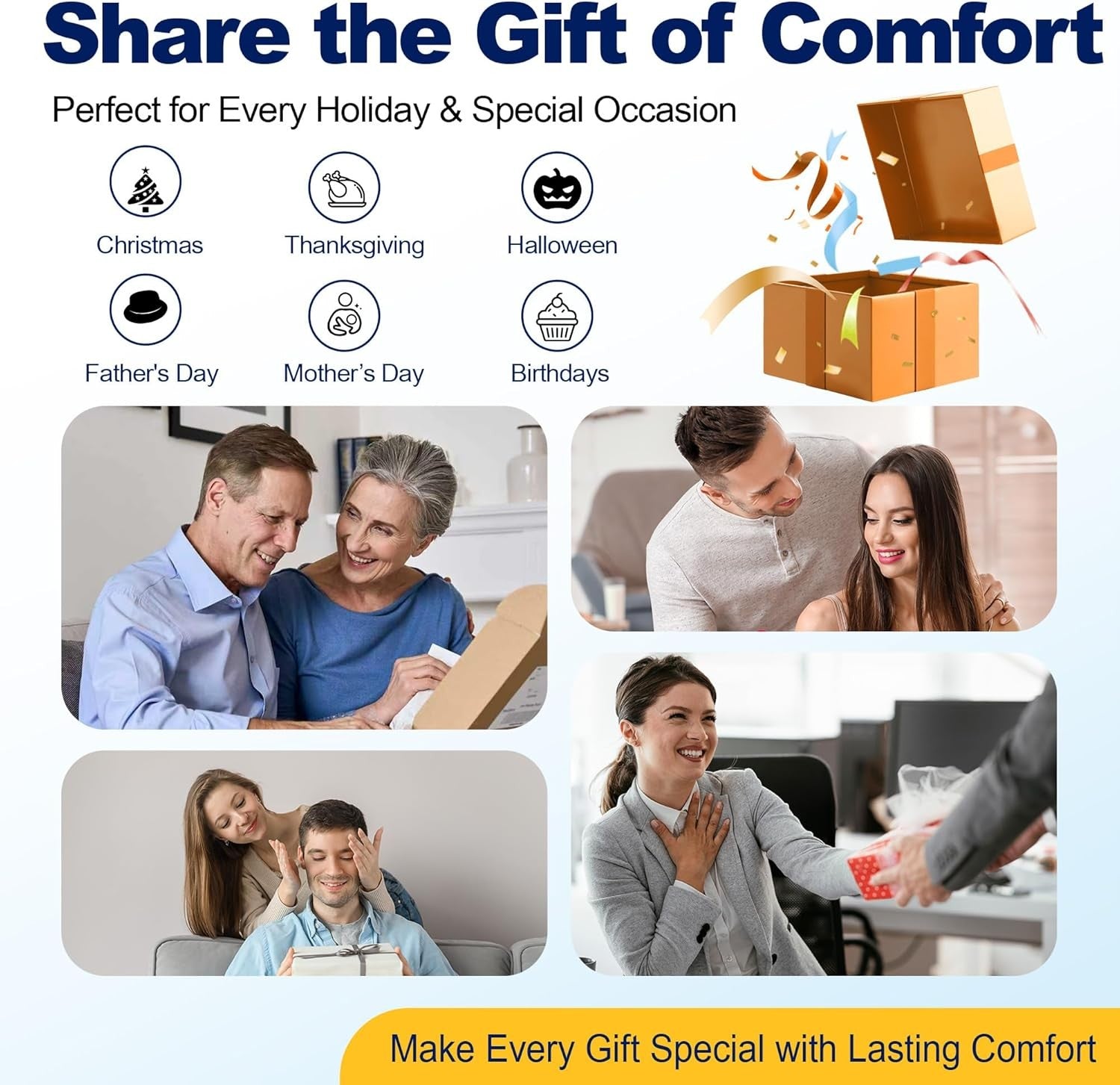 Memory Foam Car Seat Cushion Height Booster Back Pain Relief Office Driving