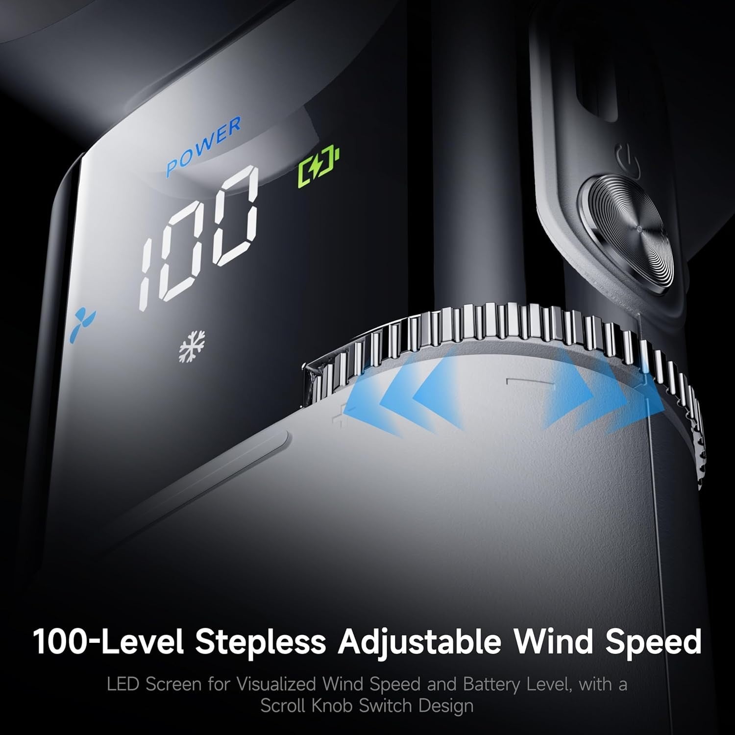 9000mAh Handheld Fan – Turbo Ice Cooling 100-Speed Rechargeable LED Display