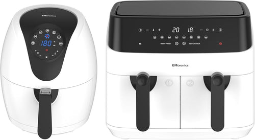 Air Fryer Set Dual Drawer 9L + 4.5L Basket Smart Presets Low Fat White