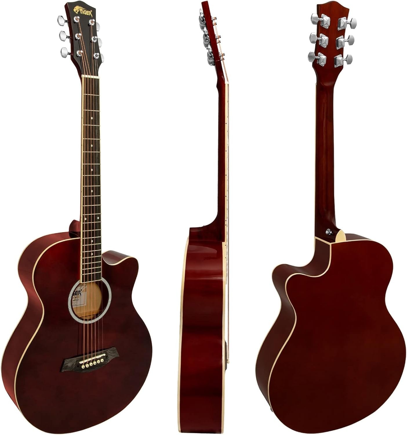 Full Size Cutaway Acoustic Guitar Starter Kit Red w/ Bag & Strap