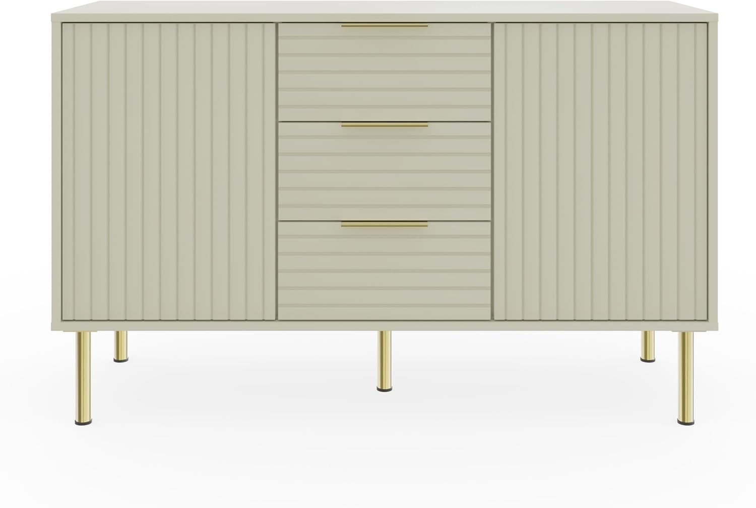 Ivory Sideboard Cabinet with Shutter Doors 3 Drawers Modern Storage Unit