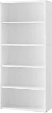 5 Tier Wooden Bookcase Tall Storage Display Book Shelf for Living Room White