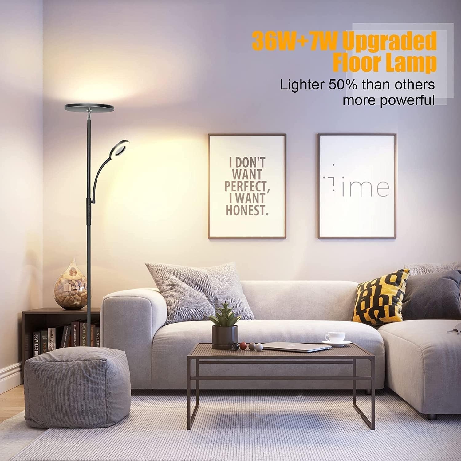 LED Uplighter Floor Lamp 42W Dimmable Remote Touch Reading Light Modern