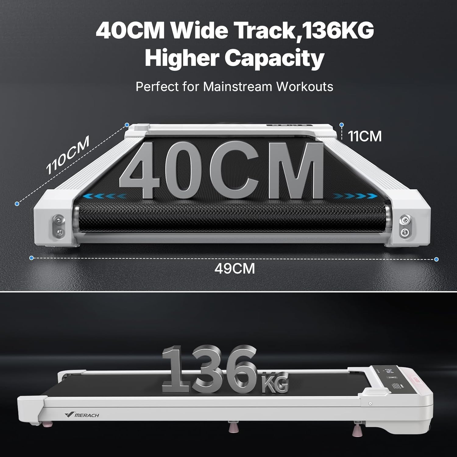 Under Desk Treadmill Walking Pad 5%, Incline Quiet App Remote Home Office