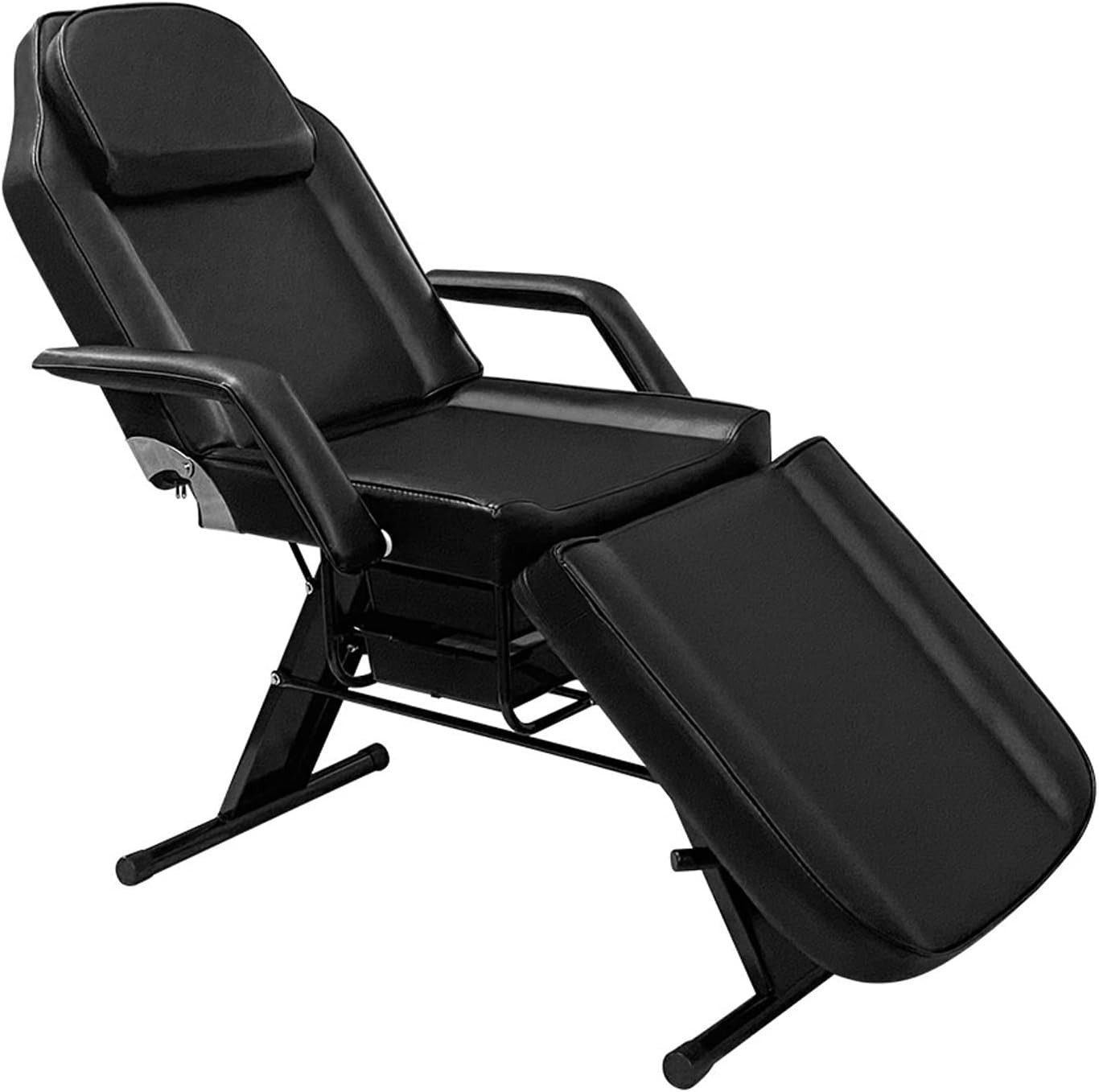 Reclining Massage Table Adjustable Beauty Salon Spa Tattoo Bed w/ Storage Black