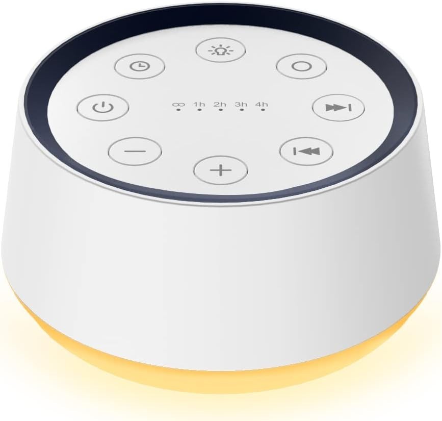 White Noise & Brown Noise Machine – 30 Soothing Sounds with Night Light