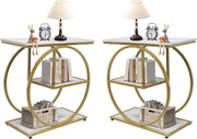 3-Tier Gold Side Table with Storage Shelves, Compact Modern Sofa End Table