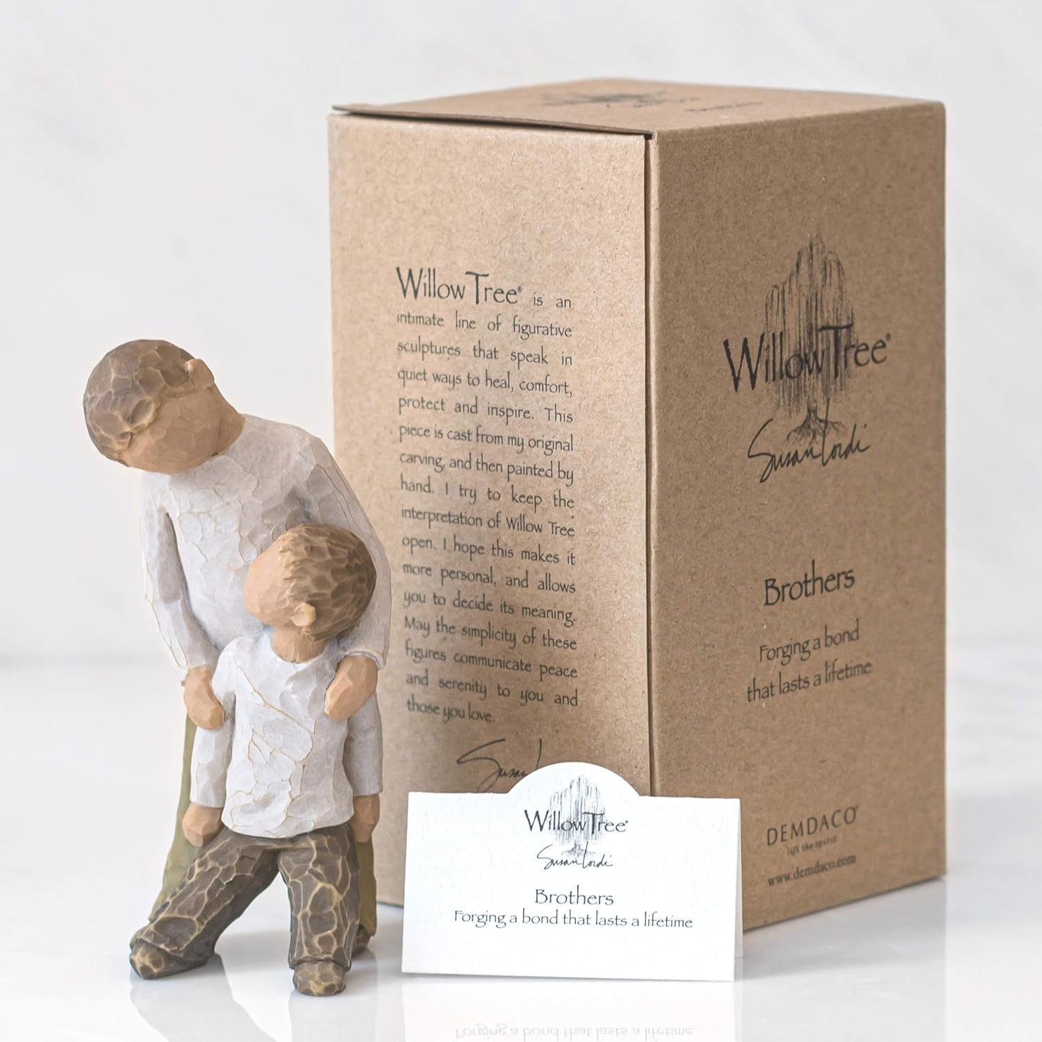 Brothers Figurine Ornament 5" Hand-Painted Resin Family Sculpture Sentimental