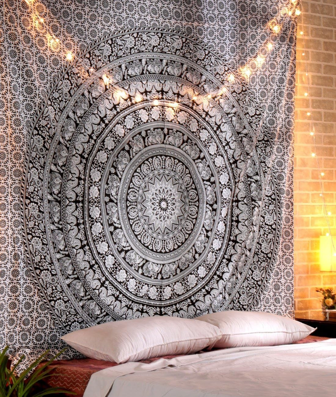 Extra-Large Cotton Elephant Mandala Wall Tapestry Boho 90x84