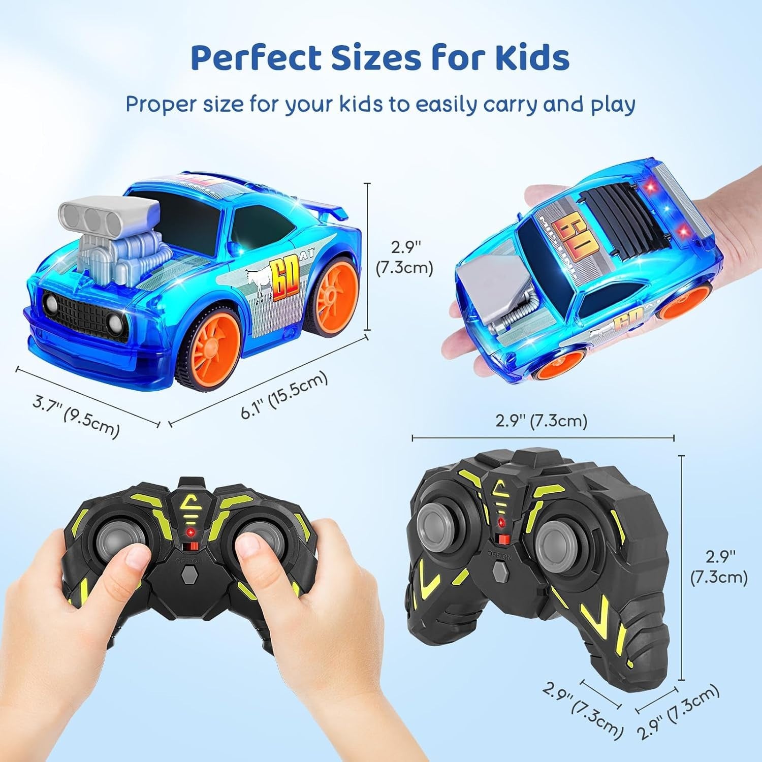 2.4GHz RC Car for Kids 3–7 – LED Lights, Music, Toddler Remote Control Toy