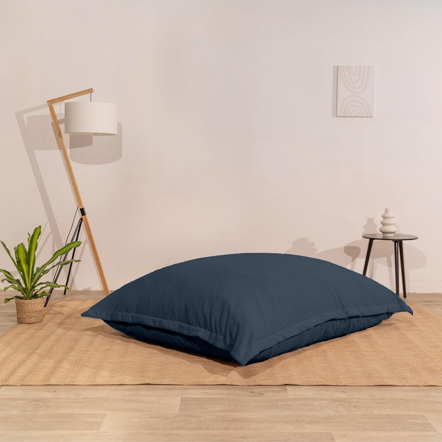 XXL Foam Bean Bag Blue Sofa for Adults & Kids Corduroy Floor Seat 180x140cm