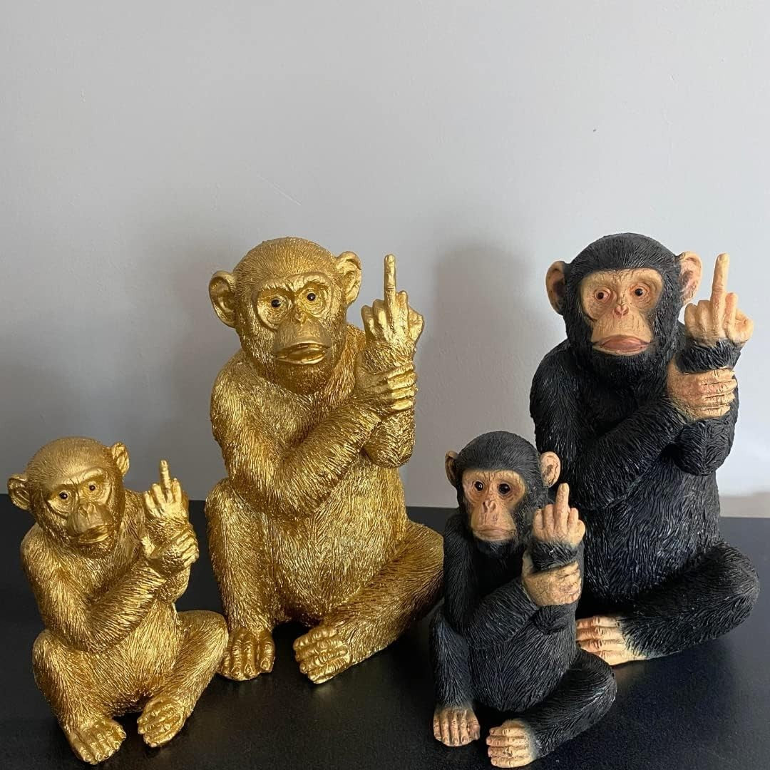 Funny Rude Monkey Ornament 19cm Resin Statue – Humorous Home & Garden Decor Gift
