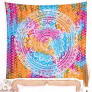 Multicolor Mandala Cotton Tapestry 137x213cm Boho Wall Decor