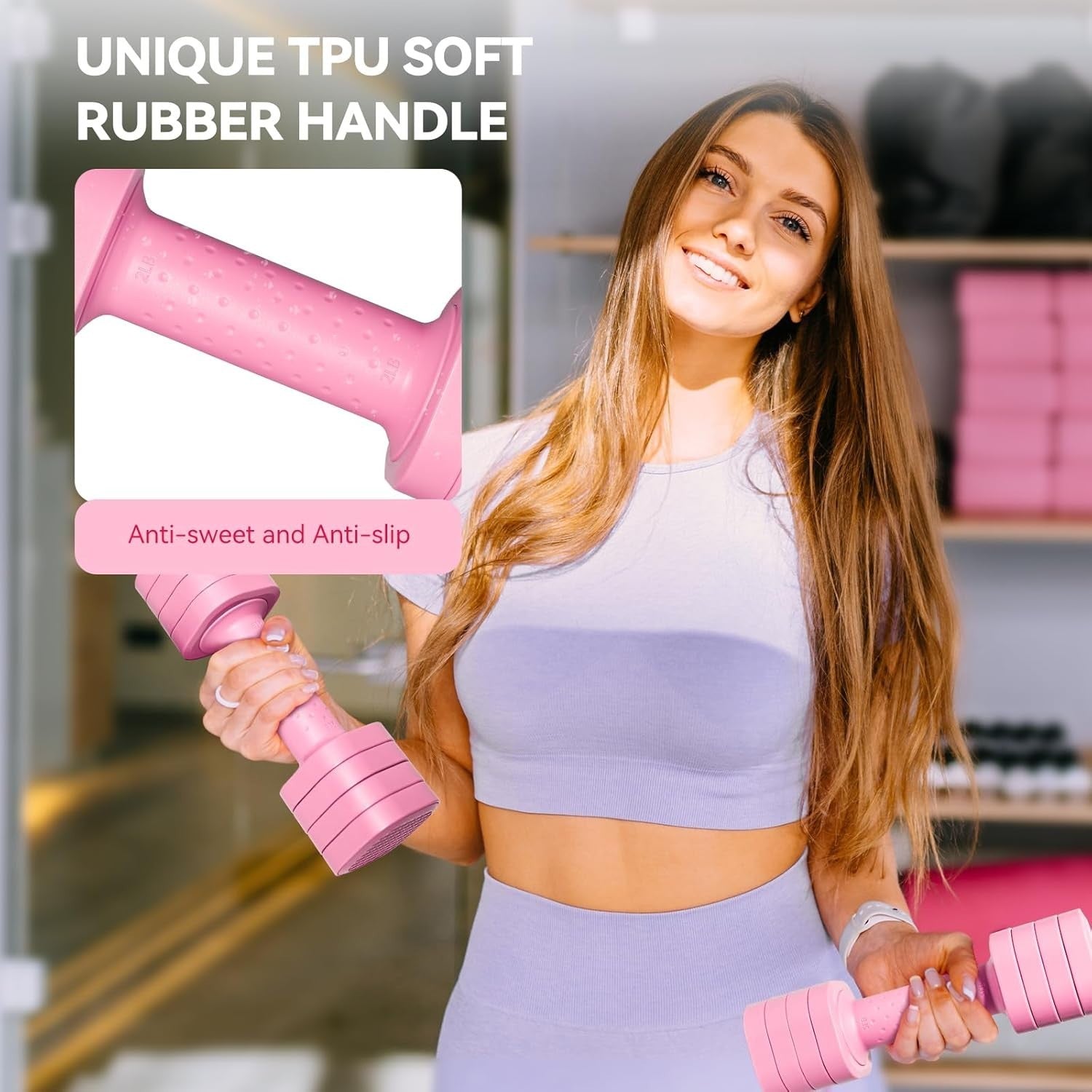 4-in-1 Adjustable Hand Weights Set Non Roll Dumbbells Home Workout