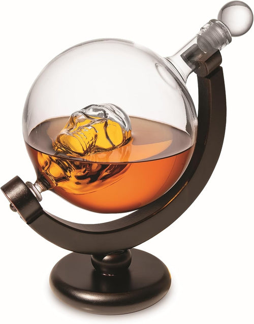 Skull Globe Whiskey Decanter 850ml Crystal Liquor Bottle on Stand Gift for Men
