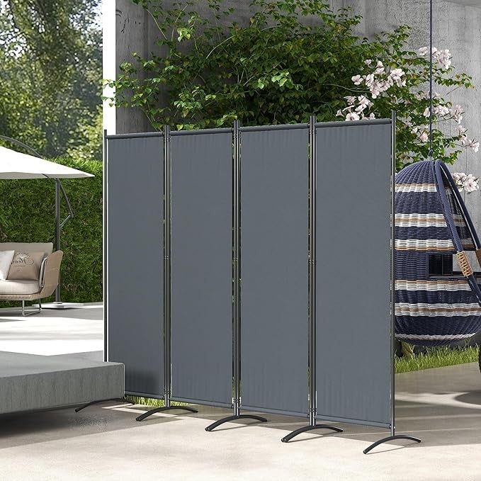 4 Panel Outdoor Folding Privacy Screen – Freestanding Garden Divider for Patio