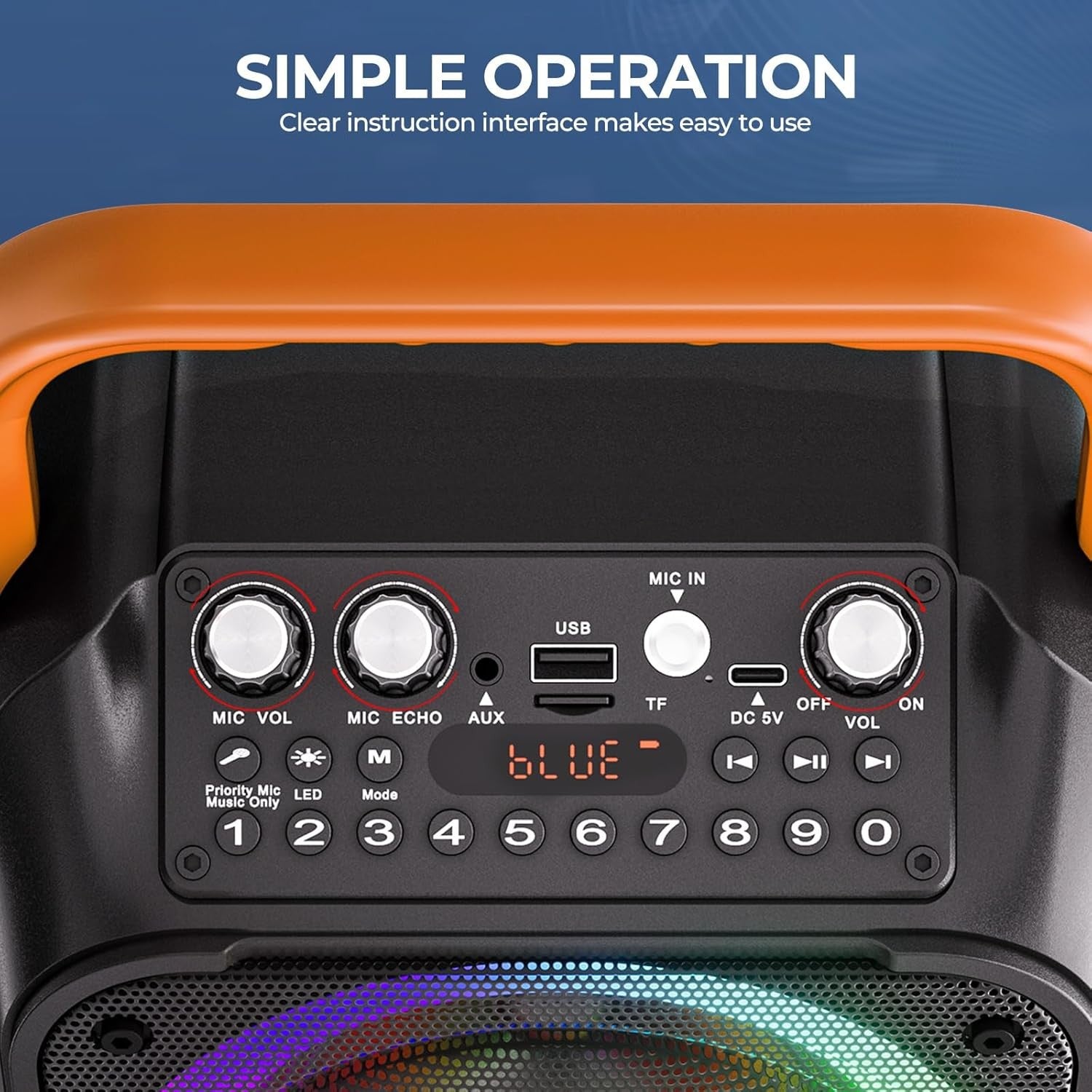 Karaoke Machine 2 Wireless Mics Bluetooth PA Speaker LED