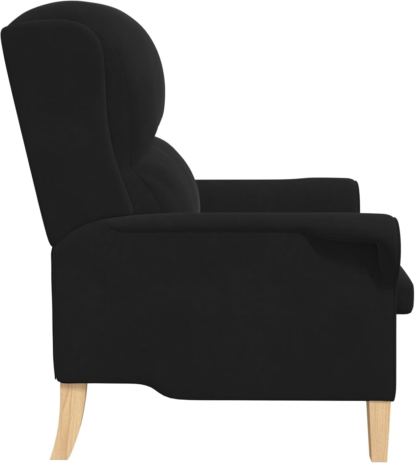 Black Fabric Armchair Ergonomic Lounge Chair Soft Seat Wooden Legs