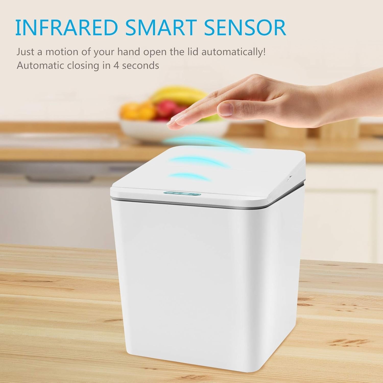 6L Touchless Mini Bin | Automatic Sensor Trash Can White 1.5 Gal
