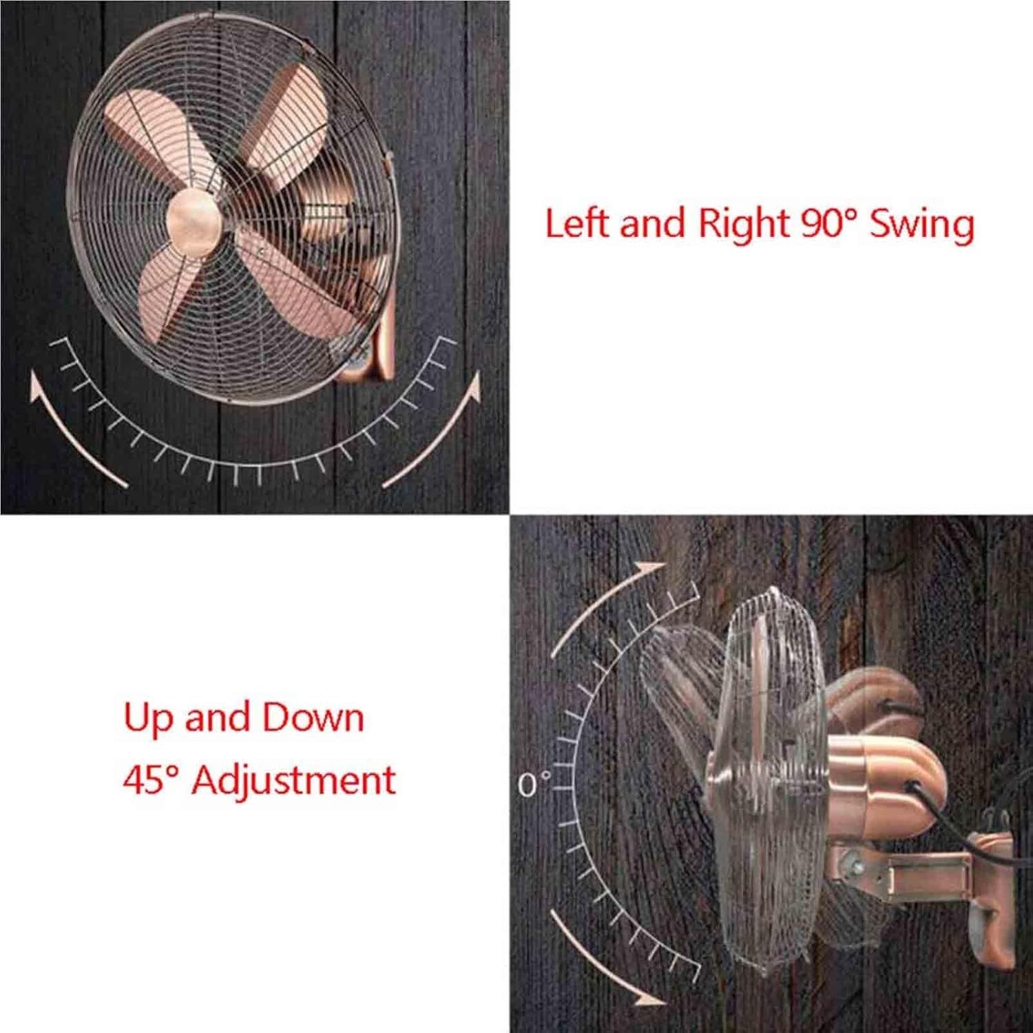 14" Retro Wall Fan 3-Speed Metal Oscillating Industrial Cooling w Remote Control