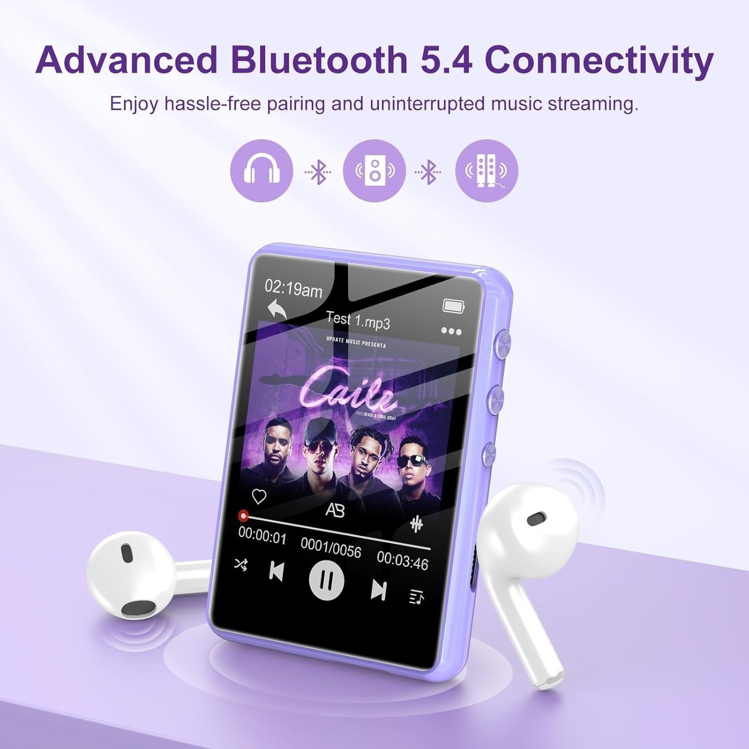 128GB MP3 Player Purple Bluetooth 5.3 FM Sport Mini