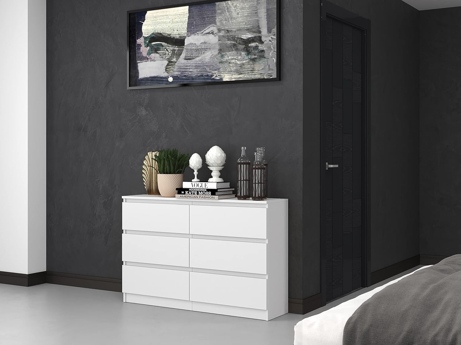 Modern White 6-Drawer Dresser Chest – Sleek Storage for Bedroom & Home Office