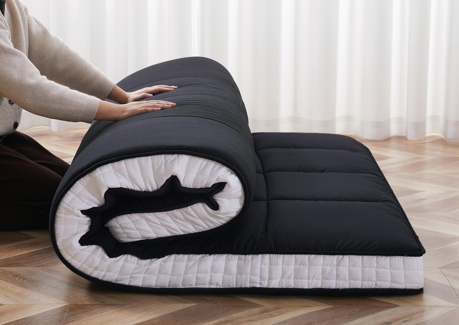 King Floor Futon Mattress 10cm Thick Foldable Bed Guest Tatami Pad