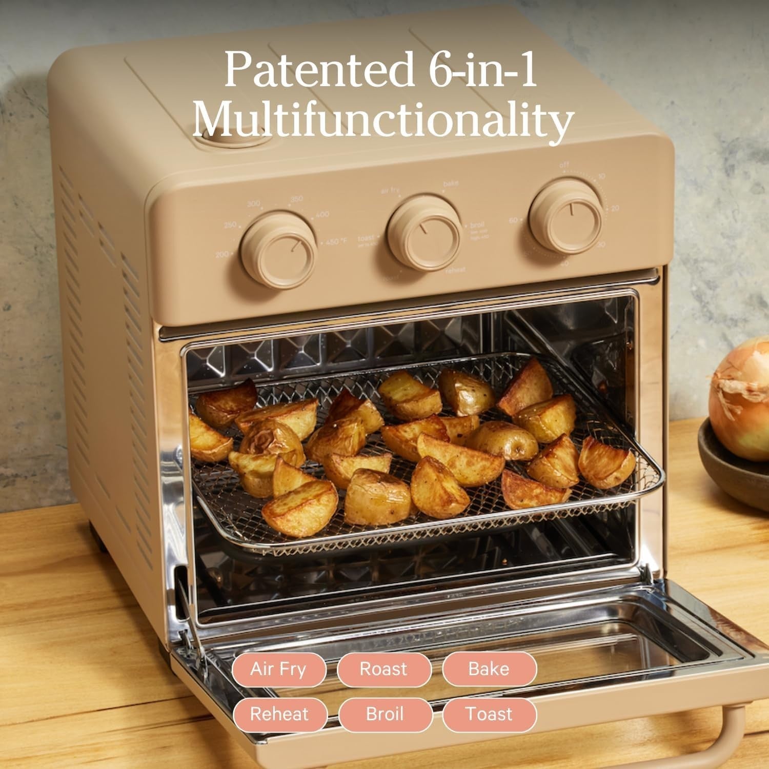 6-in-1 Air Fryer Toaster Oven Steam Infusion Fast Preheat Compact 12L Oven