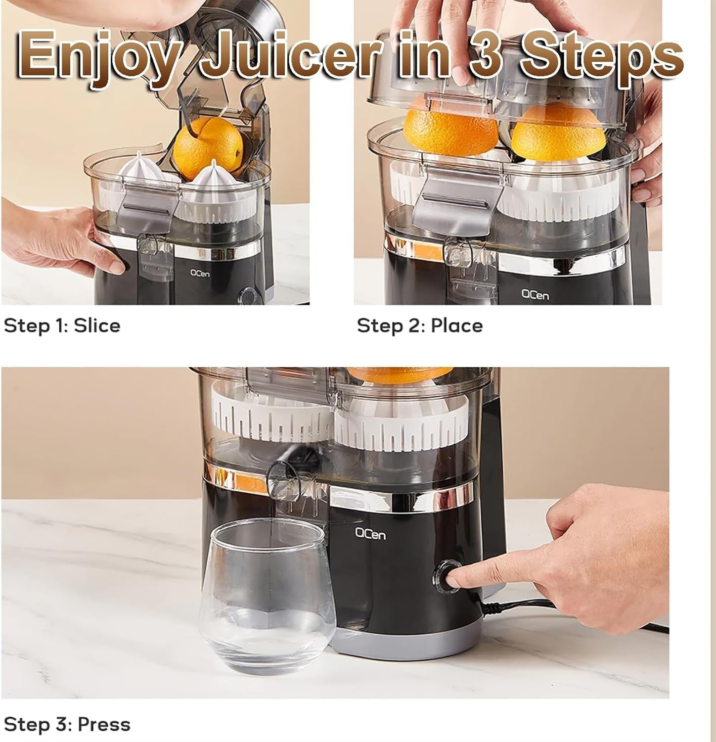 Electric Citrus Juicer 500ml Twin Press 18000RPM Easy Clean 100W