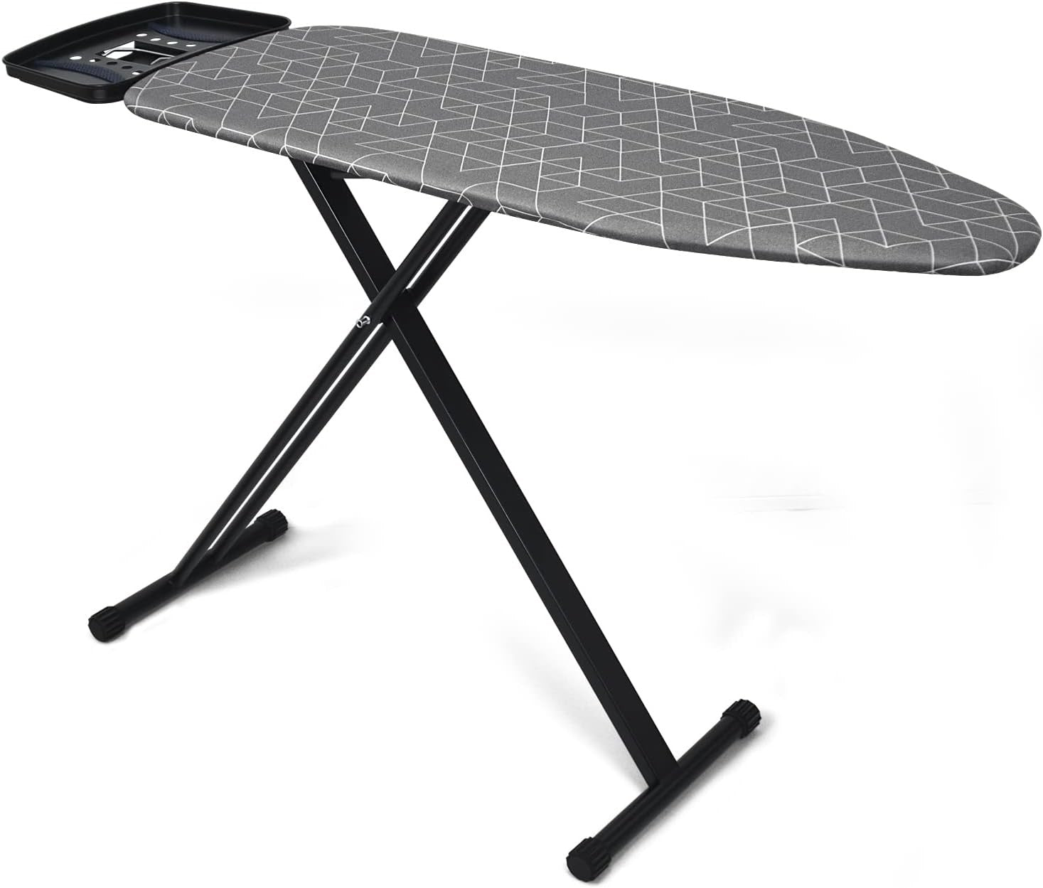 Extra Large Ironing Board 122x43cm Adjustable Height Steam Rest Grey