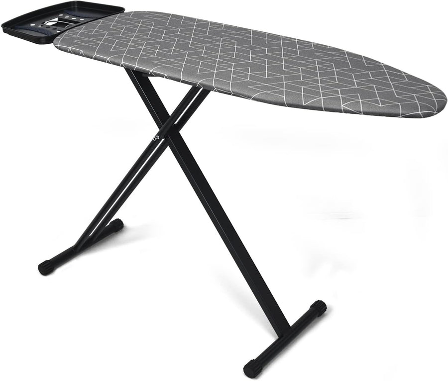 Extra Large Ironing Board 122x43cm Adjustable Height Steam Rest Grey