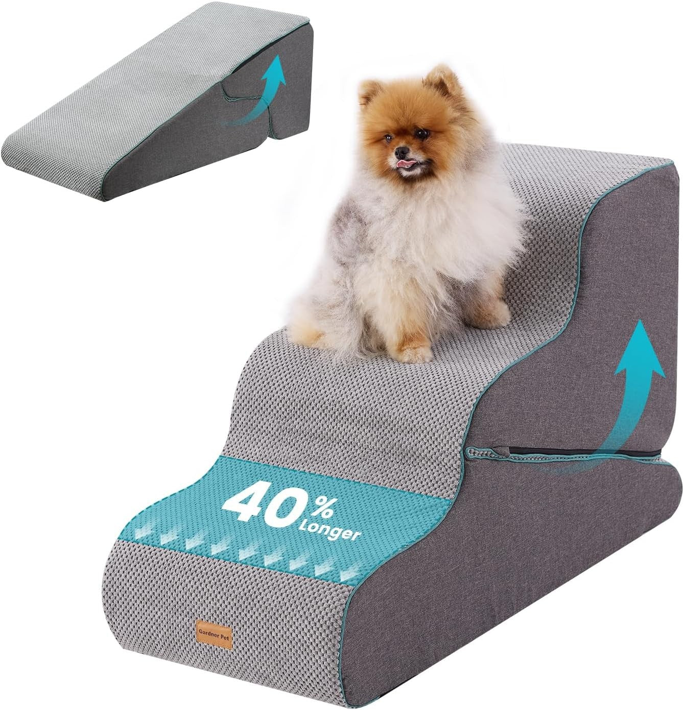 Large Adjustable 3 Step Dog Stairs Pet Ramp Non Slip Grey