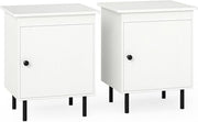 Modern White Bedside Table Pair with Storage Cabinet, Wooden Nightstands 51x44x6