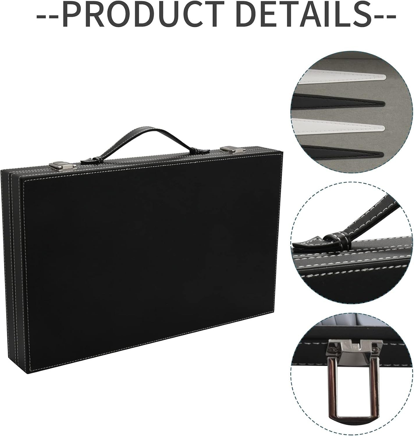 Backgammon Travel Set 14.75 Inch Folding Board with Case Dice Cups