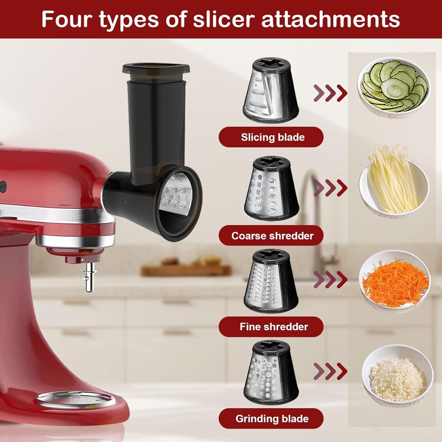 Food Grinder & Slicer Attachment Set Sausage Maker 4 Blade Kit