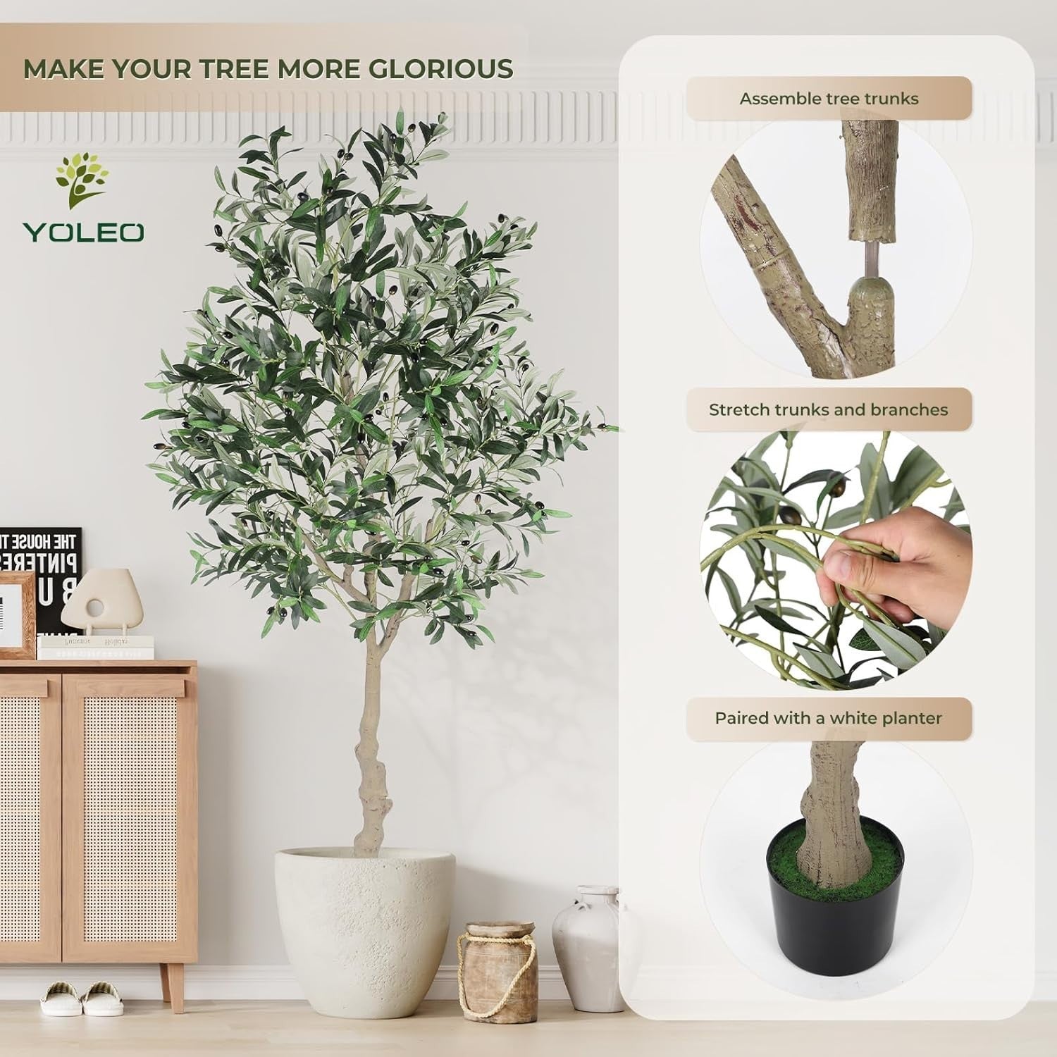 7FT Artificial Olive Tree Tall Faux Silk Plant Potted Indoor Outdoor Home Decor