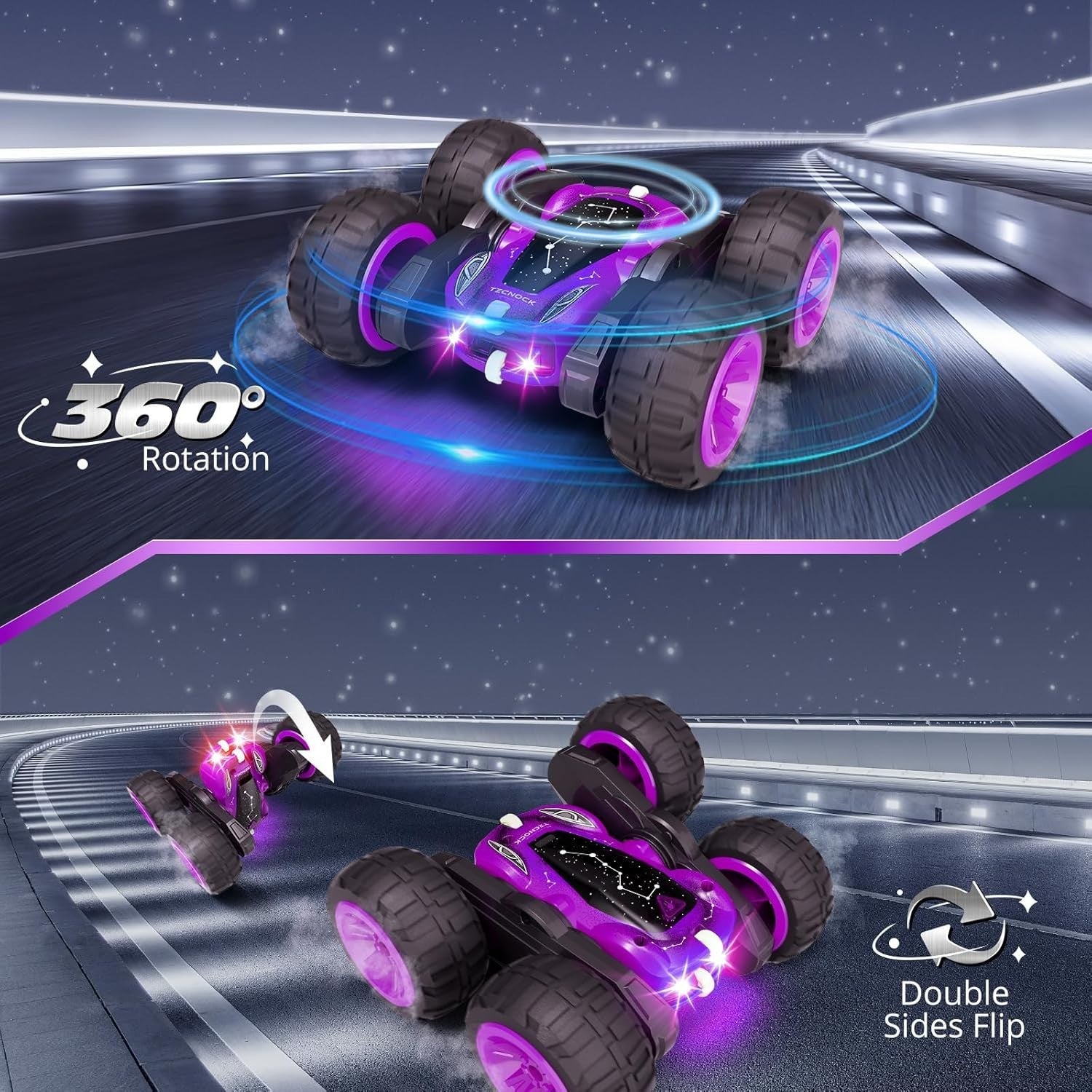 360° Flip RC Stunt Car for Kids 3-12 | LED 4WD Double-Sided Toy Truck