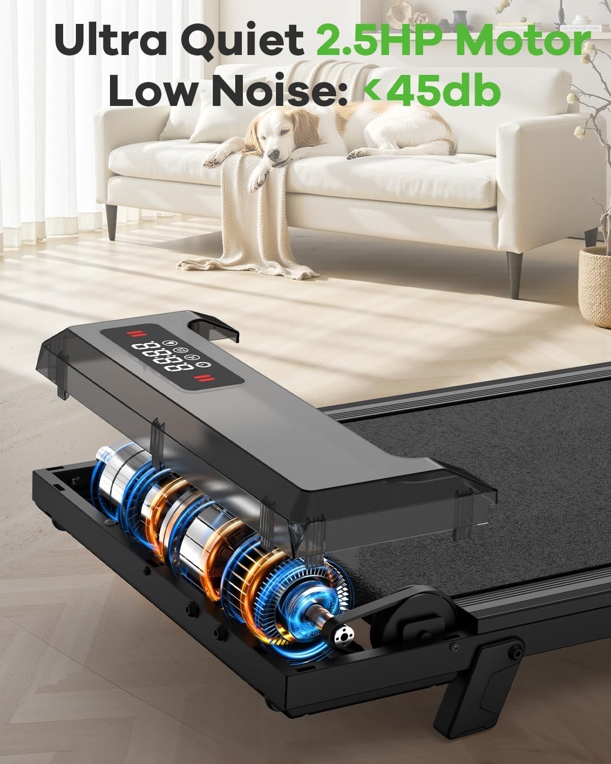 Under Desk Walking Treadmill 8KM/H 7% Incline Compact Home Office Fitness