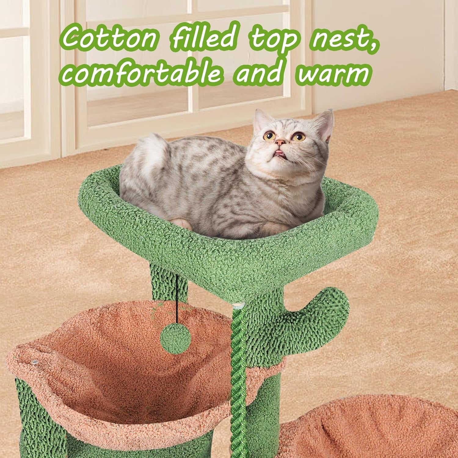 Cat Tree 95cm Climbing Tower Scratching Posts Condo Hammocks for Indoor Cats