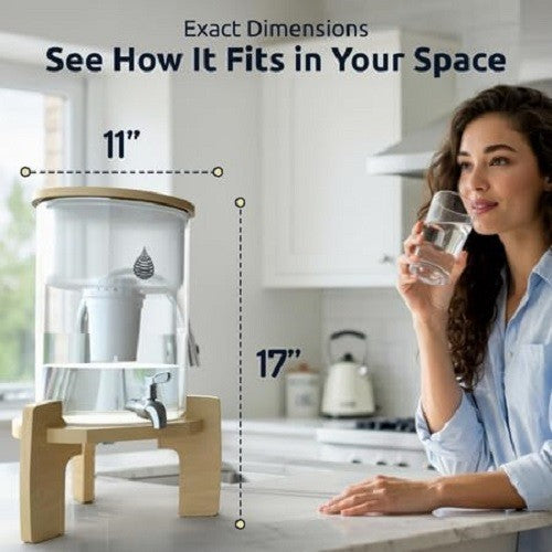 Alkaline Water Filter Dispenser Glass Countertop 8.5L Fluoride Removal