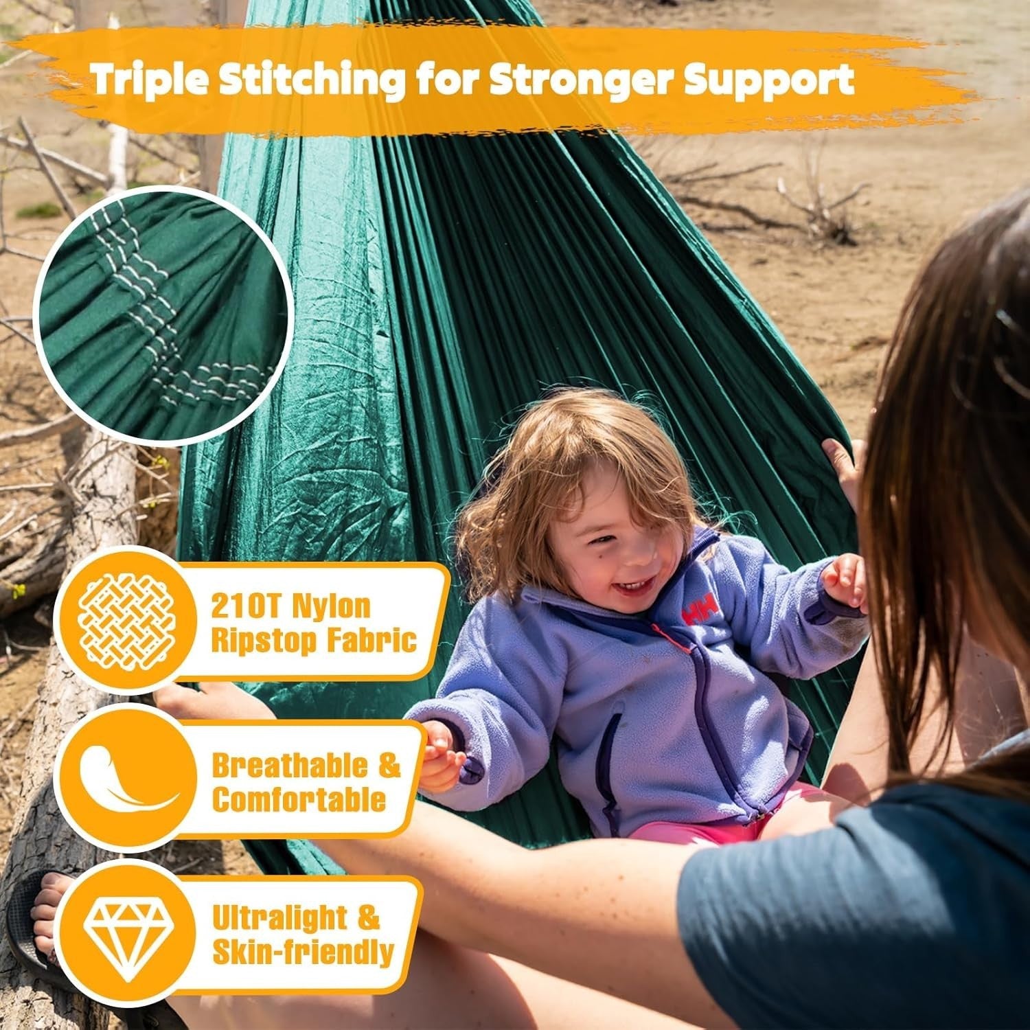 Ultra-Light Travel Camping Hammock 300kg Load Quick-Dry Parachute Nylon