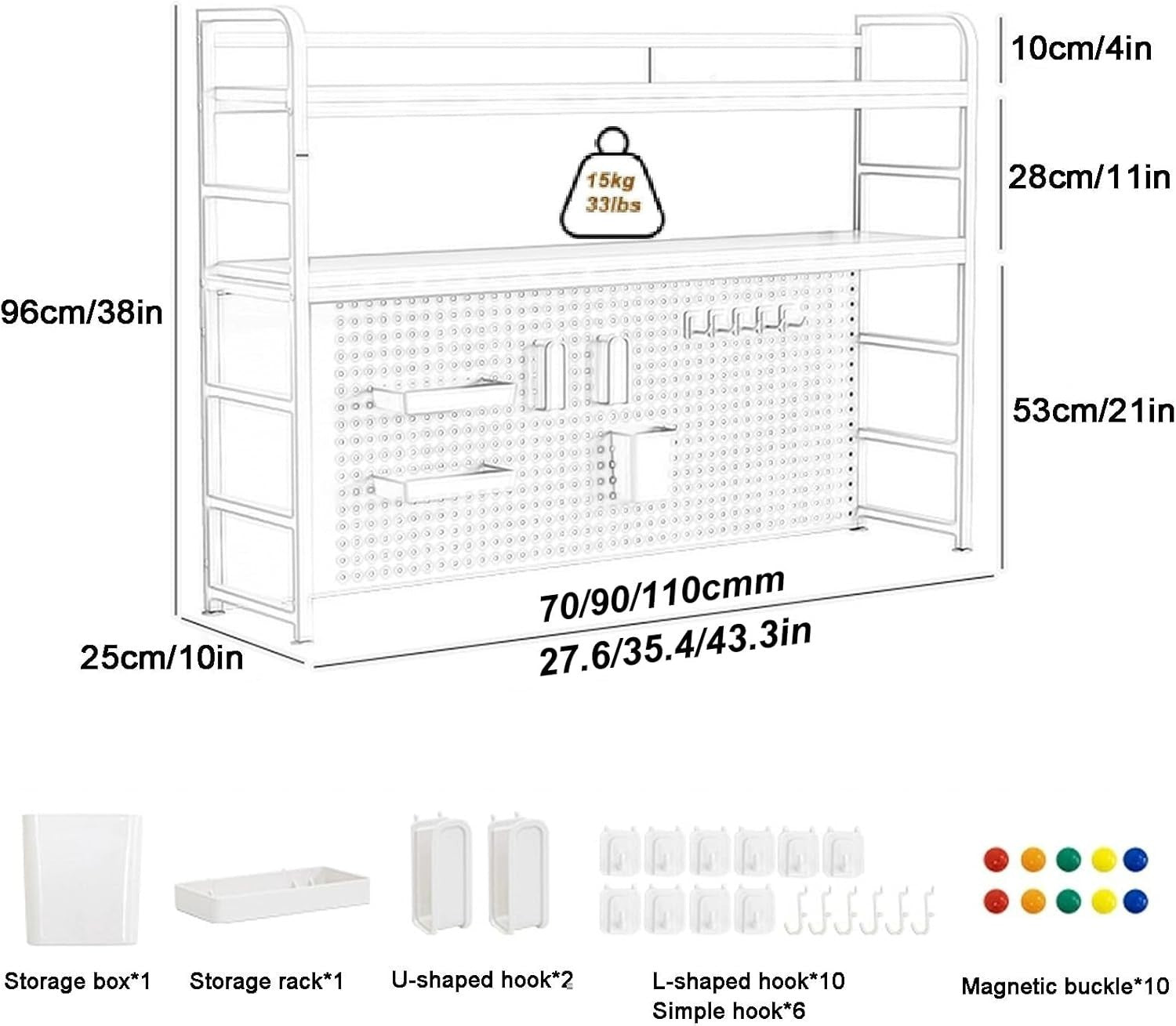 3-Tier Desktop Bookshelf Countertop Hutch Desk Organizer Storage Rack 90cm White